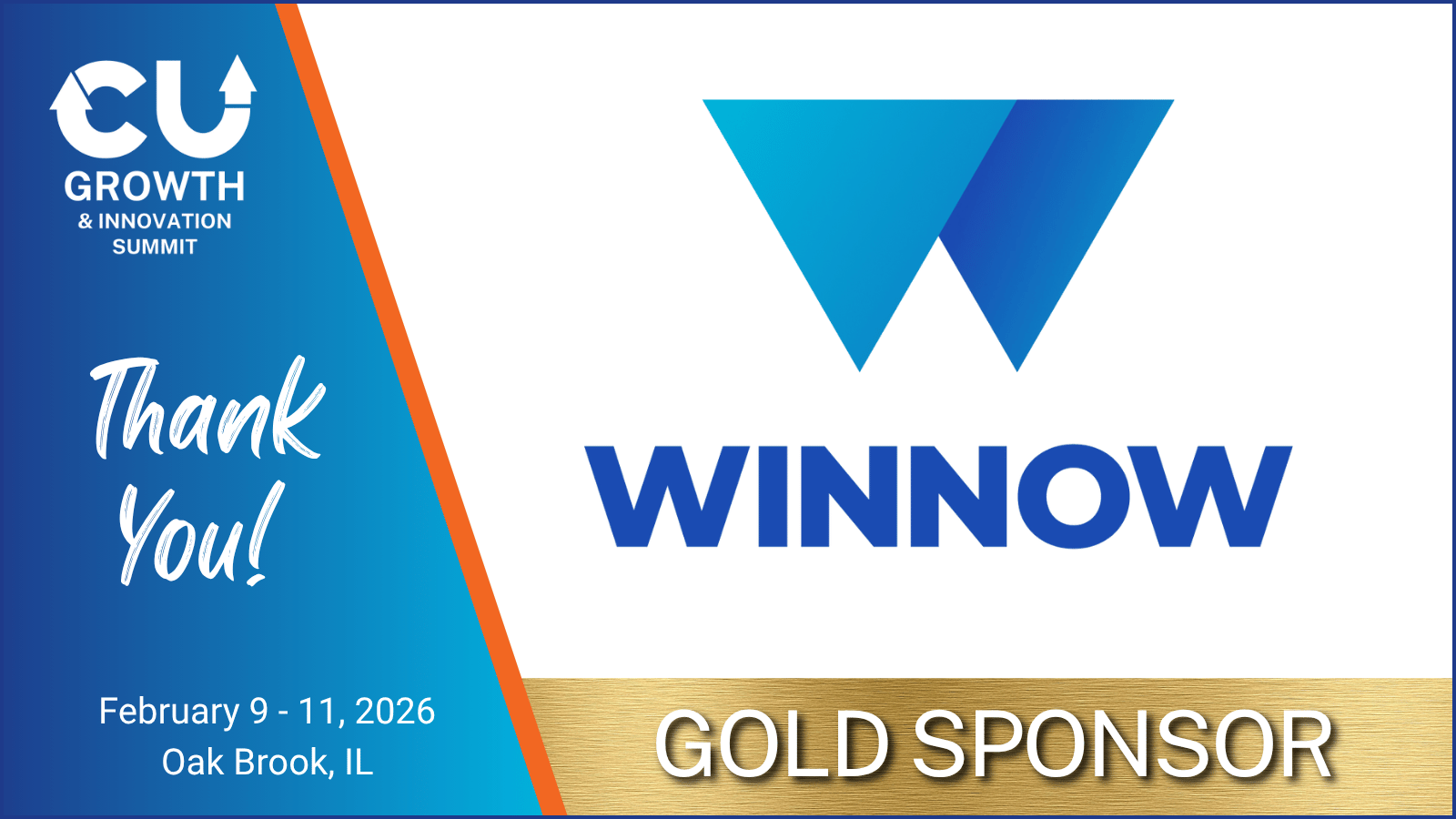 Winnow Gold Sponsor at CUGI 2026 Gold Sponsor announcement for Winnow highlighting their support of compliance innovation at the CU Growth & Innovation Summit 2026