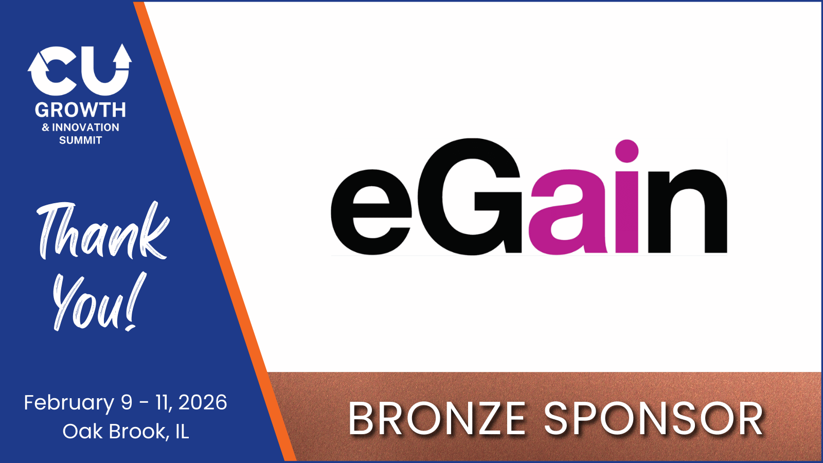 Announcement of eGain joining the CU Growth and Innovation Summit 2026 as a Bronze sponsor